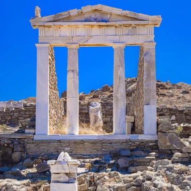 Load image into Gallery viewer, Small Doric temple within a sanctuary dedicated to the triad of Serapis and Anubis, situated on a high terrace near the foothill of Cynthus Dolomites with Bruno Pisani &amp; Luka Vunduk - Culinary and Wellness - JOURNEY - Zhoola
