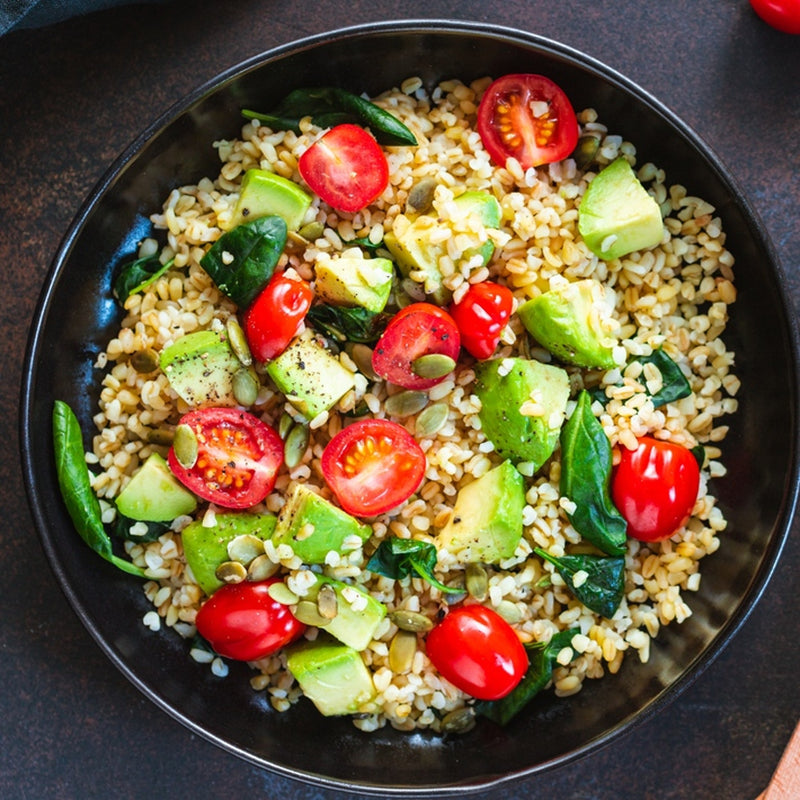 Load image into Gallery viewer, Classic Tabouleh Salad: A healthy, cholesterol-free dish with rich, earthy flavors. This salad is low in fat but high in fiber and vitamins. It features chopped parsley, tomatoes, and onions, all tossed with generous amounts of extra virgin Greek olive oil and zesty lemon juice.
