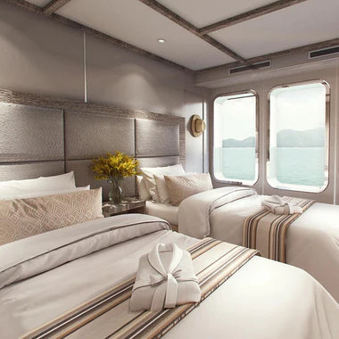 Cozy bed and sleeping area on a Galapagos yacht charter, ensuring a comfortable rest during your voyage - Luxury Galapagos with Kiersten, Caity & Cecibel - Cruise & Eco (Women only) - Expedition - Zhoola