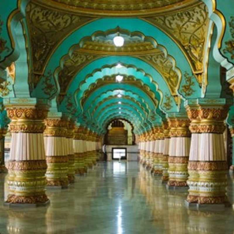 Load image into Gallery viewer, Darbar Hall in Mysore Palace is open to a spectacular view of the parade grounds below - 
