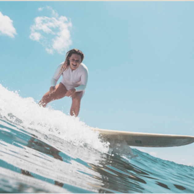 Load image into Gallery viewer, Woman riding the sea waves while surfing - Surf &amp; Underwater Training with Nette, Augusto &amp; Erika (Women Only) - Surfing &amp; Yoga - Retreat - Zhoola
