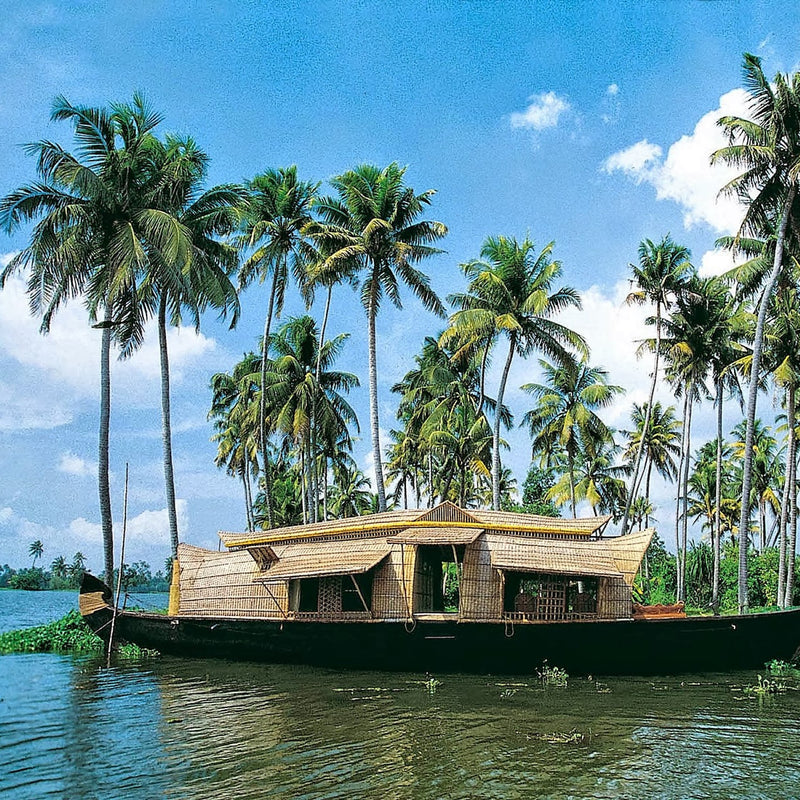 Load image into Gallery viewer, Scenic houseboat on the serene Kerala backwaters God&#39;s own country with Sandhya Balakrishnan-India-Yoga &amp; Nature-Zhoola
