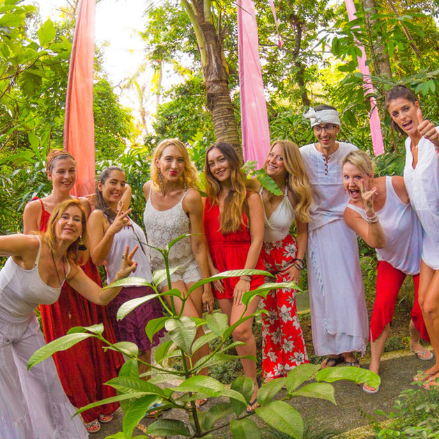 A cheerful group of women in a yoga class - Myth Immersion with Julie Dohrman - Yoga & Exploration - Retreat - Zhoola